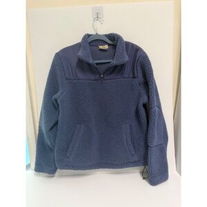 Timberland Stratham Issue Mens Blue Sherpa Fleece Quarter Zip Pullover Medium